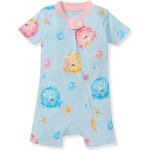 imageBurts Bees Baby Unisex Baby Short Sleeve Pajamas Onepiece Sleeper Romper Pjs Snug Fit for Infants 3 to 24 MonthsPuffer Fish