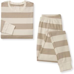 imageBurts Bees Baby Womens Organic Cotton Mommy ampamp Me Rugby Stripe Pajama SetOat Rugby Stripe