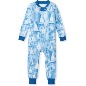 imageBurts Bees Baby babyboys Footless Sleepers 100 Organic Cotton Onepiece Diagonal Zip Up Jumpsuit Snug Fit PajamasMediterranean Sailing
