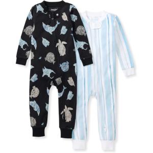imageBurts Bees Baby babyboys Footless Sleepers 100 Organic Cotton Onepiece Diagonal Zip Up Jumpsuit Snug Fit PajamasMosaic Sea Animals