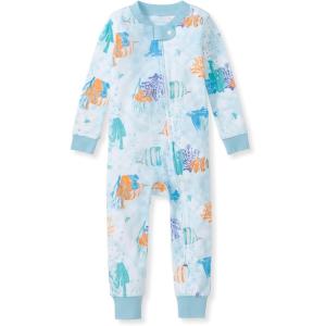 imageBurts Bees Baby babyboys Footless Sleepers 100 Organic Cotton Onepiece Diagonal Zip Up Jumpsuit Snug Fit PajamasUnder the Sea