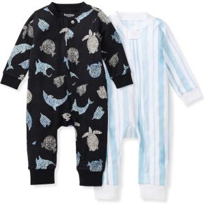 imageBurts Bees Baby babyboys Sleep and Play Pjs 100 Organic Cotton Onepiece Zip Front Footless Romper Jumpsuit PajamasMosaic Sea Animals
