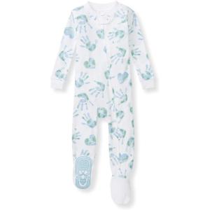 imageBurts Bees Baby babyboys Sleeper Pjs 100 Organic Cotton Onepiece Footie Zip Up Jumpsuit Snug Fit PajamasHappy Earth Hands