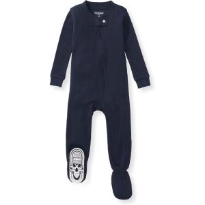 imageBurts Bees Baby babyboys Sleeper Pjs 100 Organic Cotton Onepiece Footie Zip Up Jumpsuit Snug Fit PajamasMidnight Solid Rib