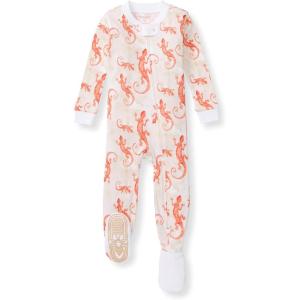 imageBurts Bees Baby babyboys Sleeper Pjs 100 Organic Cotton Onepiece Footie Zip Up Jumpsuit Snug Fit PajamasWatercolor Gecko
