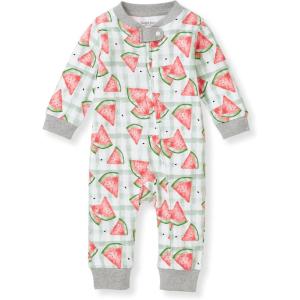 imageBurts Bees Baby babygirls Sleep and Play Pajamas 100 Organic Cotton Onepiece Footless PajamasMini Watermelon Check