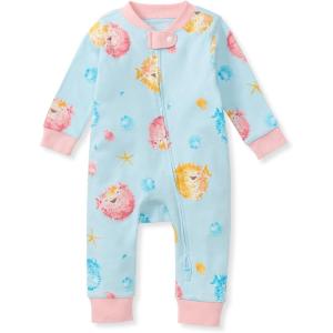 imageBurts Bees Baby babygirls Sleep and Play Pajamas 100 Organic Cotton Onepiece Footless PajamasPuffer Fish
