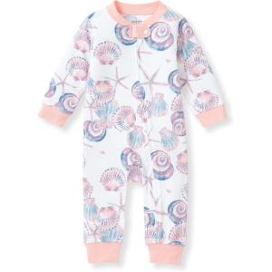 imageBurts Bees Baby babygirls Sleep and Play Pajamas 100 Organic Cotton Onepiece Footless PajamasSwirly Seashells