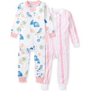 imageBurts Bees Baby babygirls Sleepers 100 Organic Cotton Onepiece Zip Up Footless Jumpsuit Snug Fit PajamasSantorini Beach
