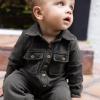imageBurts Bees Baby Baby Boys Jumpsuit 100 Organic Cotton Onepiece Long Sleeve Button Down CoverallShadow Button Down