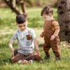 imageBurts Bees Baby Boys 100 Organic OnePiece Long Sleeve CoverallFarm Animals Overall Set