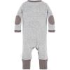 imageBurts Bees Baby Boys 100 Organic OnePiece Long Sleeve CoverallHeather Grey Henley