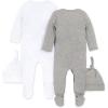 imageBurts Bees Baby Jumpsuit 100 Organic Cotton Onepiece Outfit Coverall With HatHeather GreyWhite 2pk