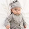 imageBurts Bees Baby Unisex Baby Jumpsuit Set 100 Organic Cotton 3Piece Gift Outfit Coverall with Matching Hat and BibQuarry Blue 3pc Set