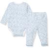 imageBurts Bees Baby Unisex Bodysuit and Pant Set 100 Organic CottonBlue Slub Stripe