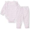 imageBurts Bees Baby Unisex Bodysuit and Pant Set 100 Organic CottonPink Slub Stripe