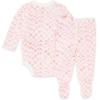 imageBurts Bees Baby Unisex Bodysuit and Pant Set 100 Organic CottonPink Wavy Check