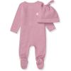 imageBurts Bees Baby babygirls Jumpsuit 100 Organic Cotton Onepiece Outfit Coverall With HatPurple Ribbed Set