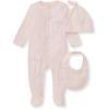 imageBurts Bees Baby Unisex Baby Jumpsuit Set 100 Organic Cotton 3Piece Gift Outfit Coverall with Matching Hat and BibPink 3pc Set