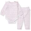 imageBurts Bees Baby Unisex Bodysuit and Pant Set 100 Organic CottonPink Slub Stripe