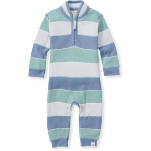imageBurts Bees Baby Boys 100 Organic OnePiece Long Sleeve CoverallBlue Multi Stripe