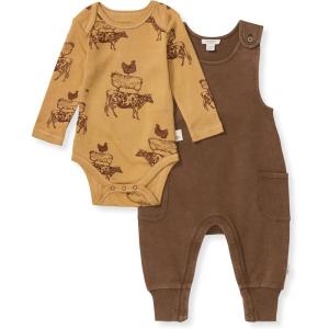 imageBurts Bees Baby Boys 100 Organic OnePiece Long Sleeve CoverallFarm Animals Overall Set