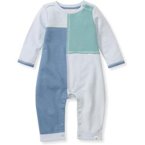 imageBurts Bees Baby Boys 100 Organic OnePiece Long Sleeve CoverallIcy Blue Colorblock