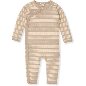 imageBurts Bees Baby Boys 100 Organic OnePiece Long Sleeve CoverallRaised Stripe Tan