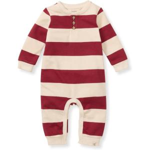 imageBurts Bees Baby Boys 100 Organic OnePiece Long Sleeve CoverallRedwood Henley