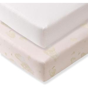 imageBurts Bees Baby Essential Organic Cotton Fitted Crib Sheet Breathable for Boy Girl Standard Crib ampamp Toddler MattressesGood Night Sky Pink 2pk