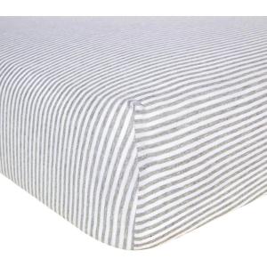 imageBurts Bees Baby Essential Organic Cotton Fitted Crib Sheet Breathable for Boy Girl Standard Crib ampamp Toddler MattressesHeather Grey Stripes