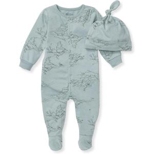 imageBurts Bees Baby Jumpsuit 100 Organic Cotton Onepiece Outfit Coverall With HatBlue Birds of a Feather