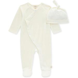 imageBurts Bees Baby Jumpsuit 100 Organic Cotton Onepiece Outfit Coverall With HatEggshell Velour