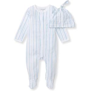 imageBurts Bees Baby Jumpsuit 100 Organic Cotton Onepiece Outfit Coverall With HatVertical River Stripe