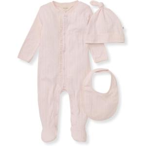 imageBurts Bees Baby Unisex Baby Jumpsuit Set 100 Organic Cotton 3Piece Gift Outfit Coverall with Matching Hat and BibPink 3pc Set