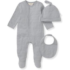 imageBurts Bees Baby Unisex Baby Jumpsuit Set 100 Organic Cotton 3Piece Gift Outfit Coverall with Matching Hat and BibQuarry Blue 3pc Set