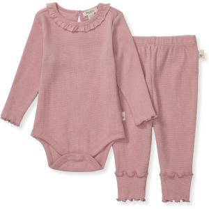 imageBurts Bees Baby Unisex Bodysuit and Pant Set 100 Organic CottonPersian Rose Thermal
