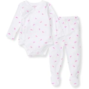imageBurts Bees Baby Unisex Bodysuit and Pant Set 100 Organic CottonPink Micro Bee