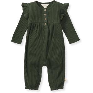 imageBurts Bees Baby babygirls Jumpsuit 100 Organic Cotton Onepiece Long Sleeve Quilted Outfit CoverallDark Jade Thermal