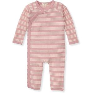 imageBurts Bees Baby babygirls Jumpsuit 100 Organic Cotton Onepiece Long Sleeve Quilted Outfit CoverallRose Raised Stripe