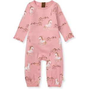 imageBurts Bees Baby babygirls Jumpsuit 100 Organic Cotton Onepiece Long Sleeve Ruffle Outfit CoverallHorse Love