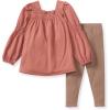 imageBurts Bees Baby Baby Girls Long Sleeve Top and Pant Set 100 Organic CottonCedar Smocked