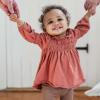imageBurts Bees Baby Baby Girls Long Sleeve Top and Pant Set 100 Organic CottonCedar Smocked