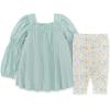 imageBurts Bees Baby Baby Girls Long Sleeve Top and Pant Set 100 Organic CottonSmocked Tunic  Capri