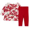 imageBurts Bees Baby Baby Girls Long Sleeve Top and Pant Set 100 Organic CottonWatercolor Pointsettia