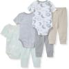 imageBurts Bees Baby Unisex Baby 6Piece Bodysuit and Pant Set 100 Organic Cotton Infant Outfit Baby EssentialsBlue 6piece Set