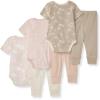 imageBurts Bees Baby Unisex Baby 6Piece Bodysuit and Pant Set 100 Organic Cotton Infant Outfit Baby EssentialsPink 6piece Set