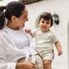 imageBurts Bees Baby babyboys Short Sleeve Rompers 100 Organic Cotton Onepiece Coverall and Layette SetMint Rib Stripe