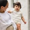 imageBurts Bees Baby babyboys Short Sleeve Rompers 100 Organic Cotton Onepiece Coverall and Layette SetMint Rib Stripe