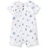 imageBurts Bees Baby babyboys Short Sleeve Rompers 100 Organic Cotton Onepiece Coverall and Layette SetBlue Desert Life